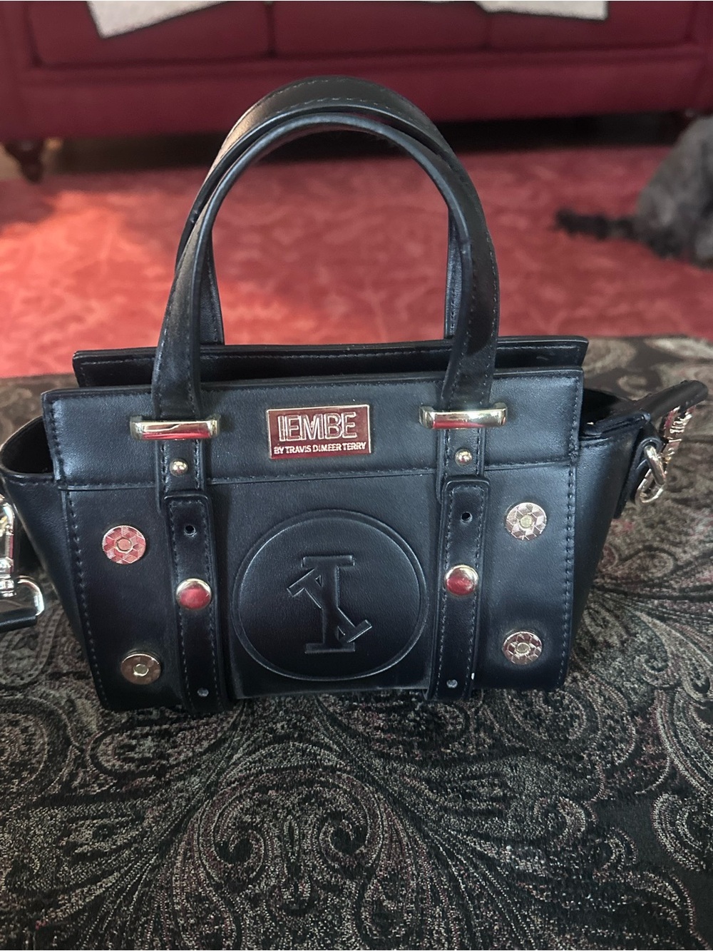 IEMBE Handbag by Travis Dimeer Terry Black Leather with silver details